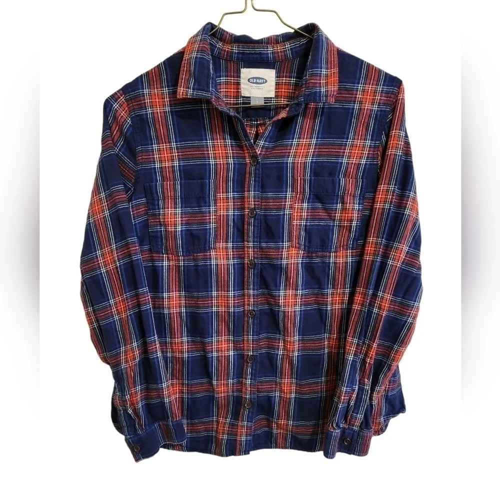 Old Navy Flannel Shirt Women's Plaid Button Down Shirt (Size L/G)